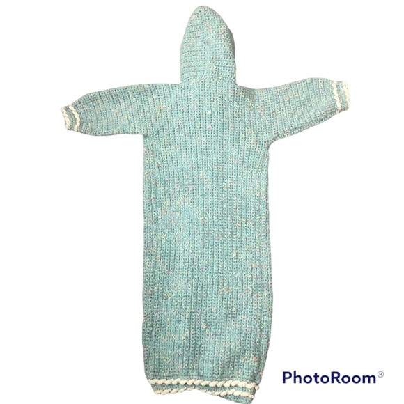 Handmade Baby Bunting Sleep Sack Bag Cozy Green Speckled Knit Sweater Un… - Picture 5 of 5